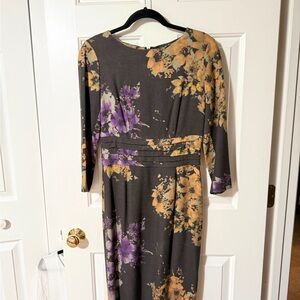 Etro Floral Long Sleeve Dress in Purple and Gold